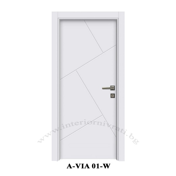 Интериорна MDF врата в бял цвят, боядисана – 205 см х 70 см, модерен дизайн