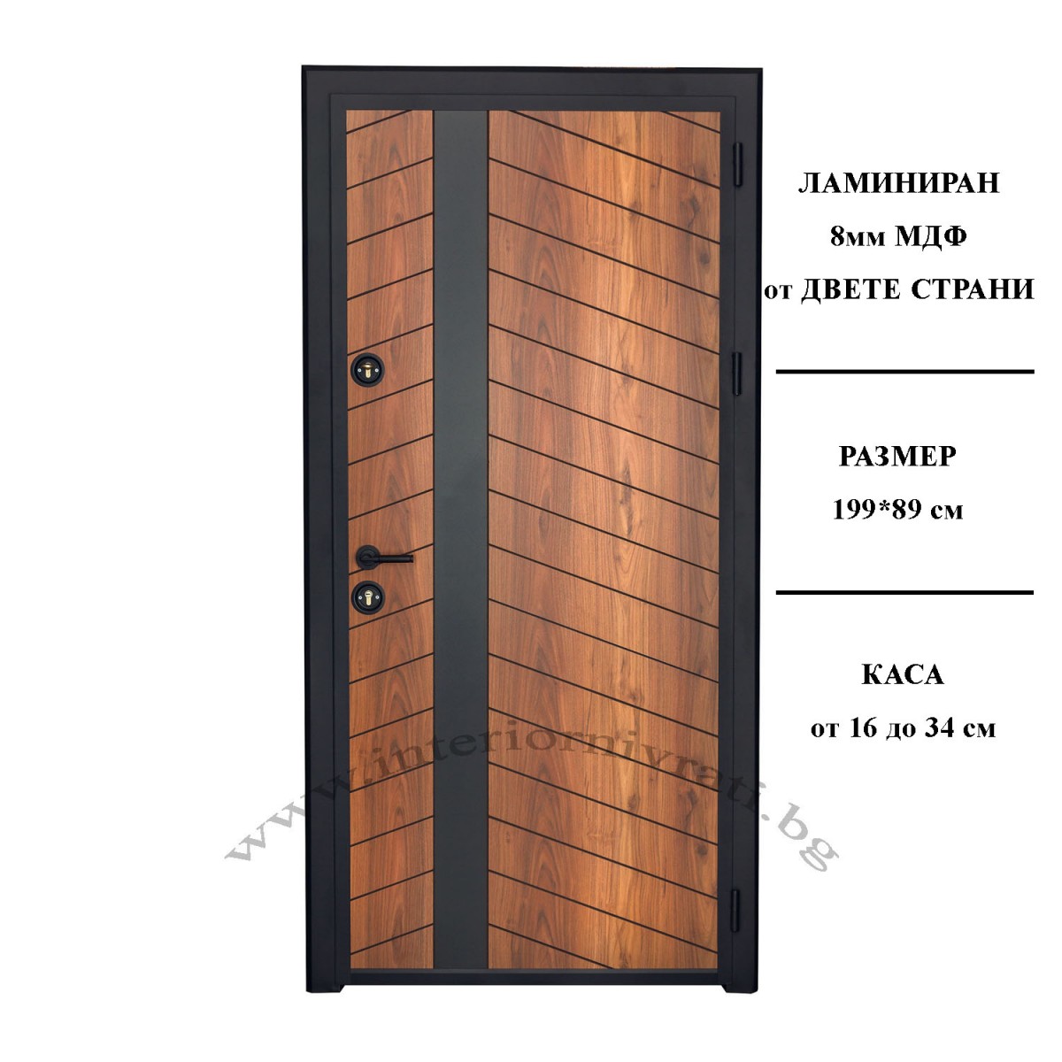 ВХОДНА ВРАТА с MDF ЗЛАТЕН ДЪБ 199 x 89 см – ПЪЛЕН КОМПЛЕКТ