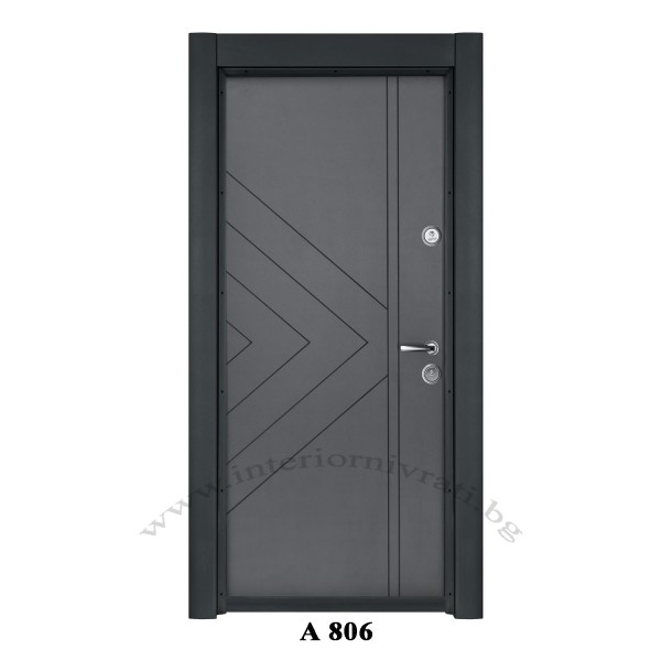 СИВА ВХОДНА ВРАТА с MDF АНТРАЦИТ 199 x 89 см – ПЪЛЕН КОМПЛЕКТ